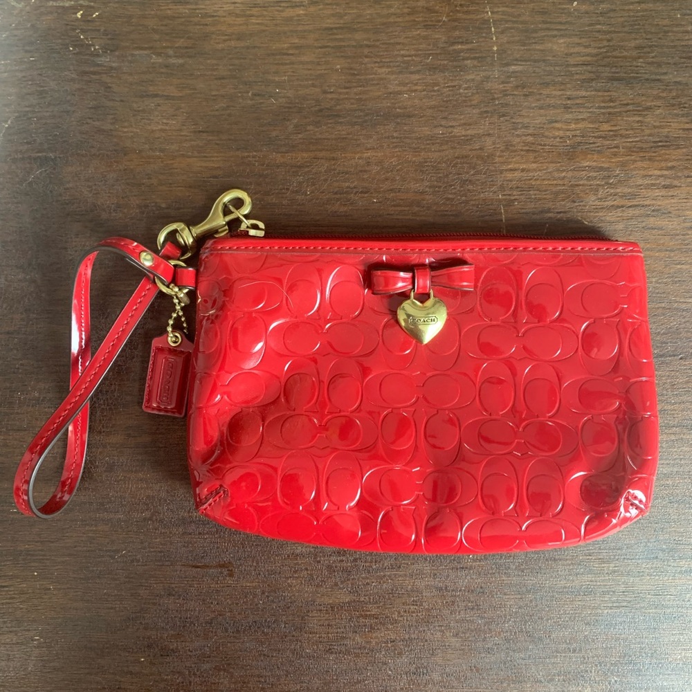 Coach Red Patent Leather Wristlet